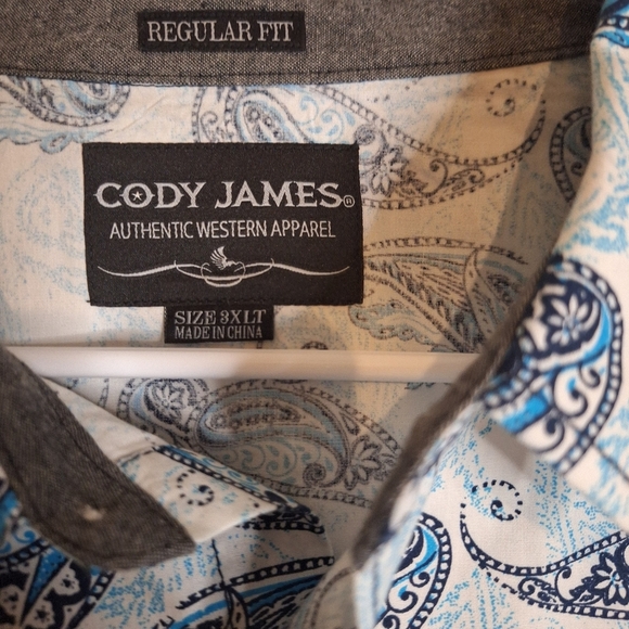 Cody JAMES Blue and White Patterned Shirt. SIZE 3XLT - Picture 4 of 6